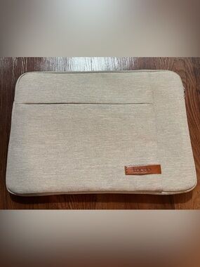 Lacdo Beige Laptop Sleeve - Protective Carry Case 14” x 10”